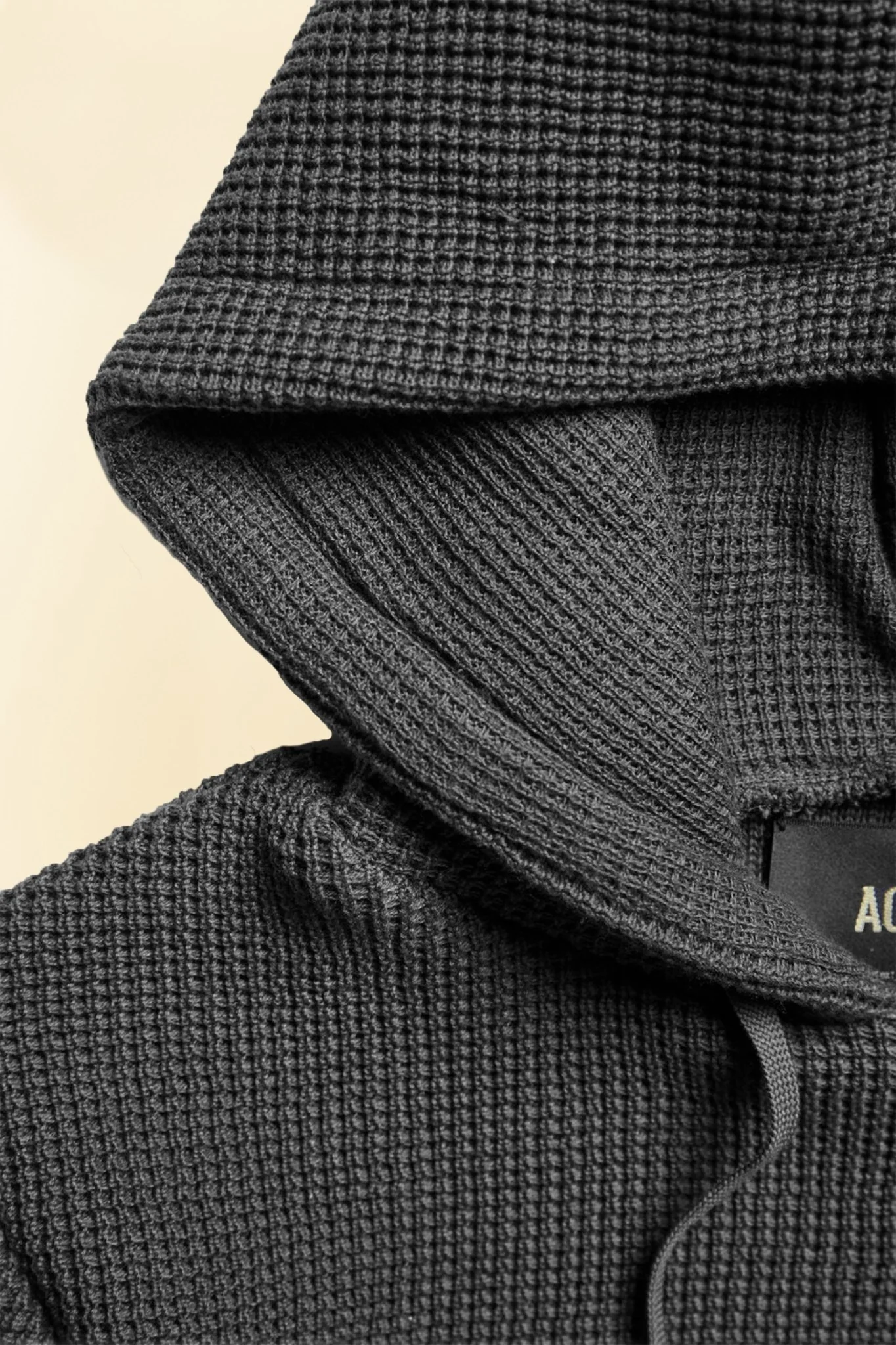 Addict Clothes ACVM Waffle Cotton Knit Hoodie - Black - Image 3