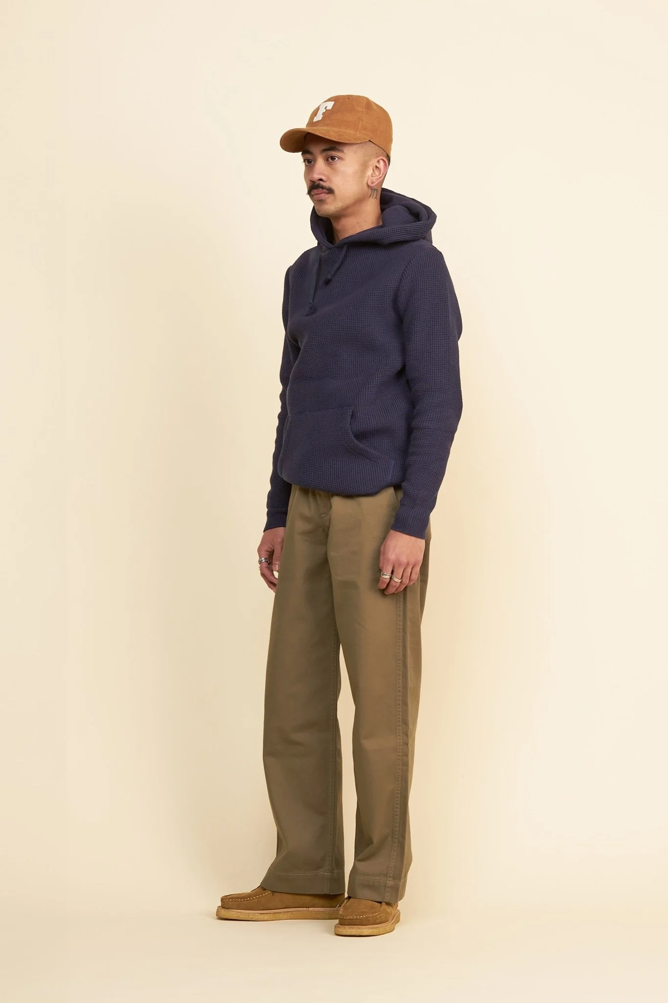 Addict Clothes ACVM Waffle Cotton Knit Hoodie  - Ink Blue - Image 4