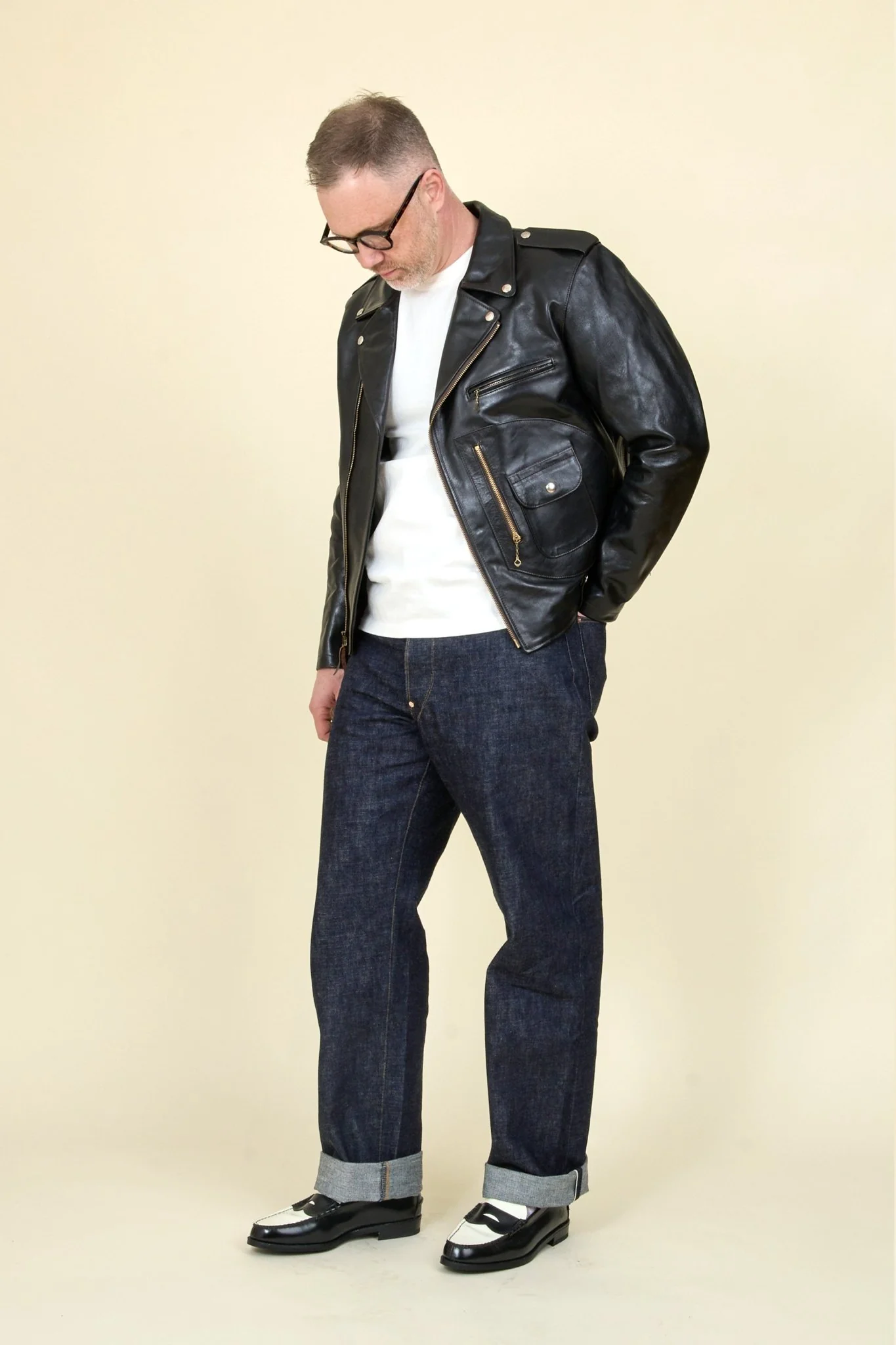 Double Helix 'Innovator' Horsehide Leather Jacket - Black - Image 4