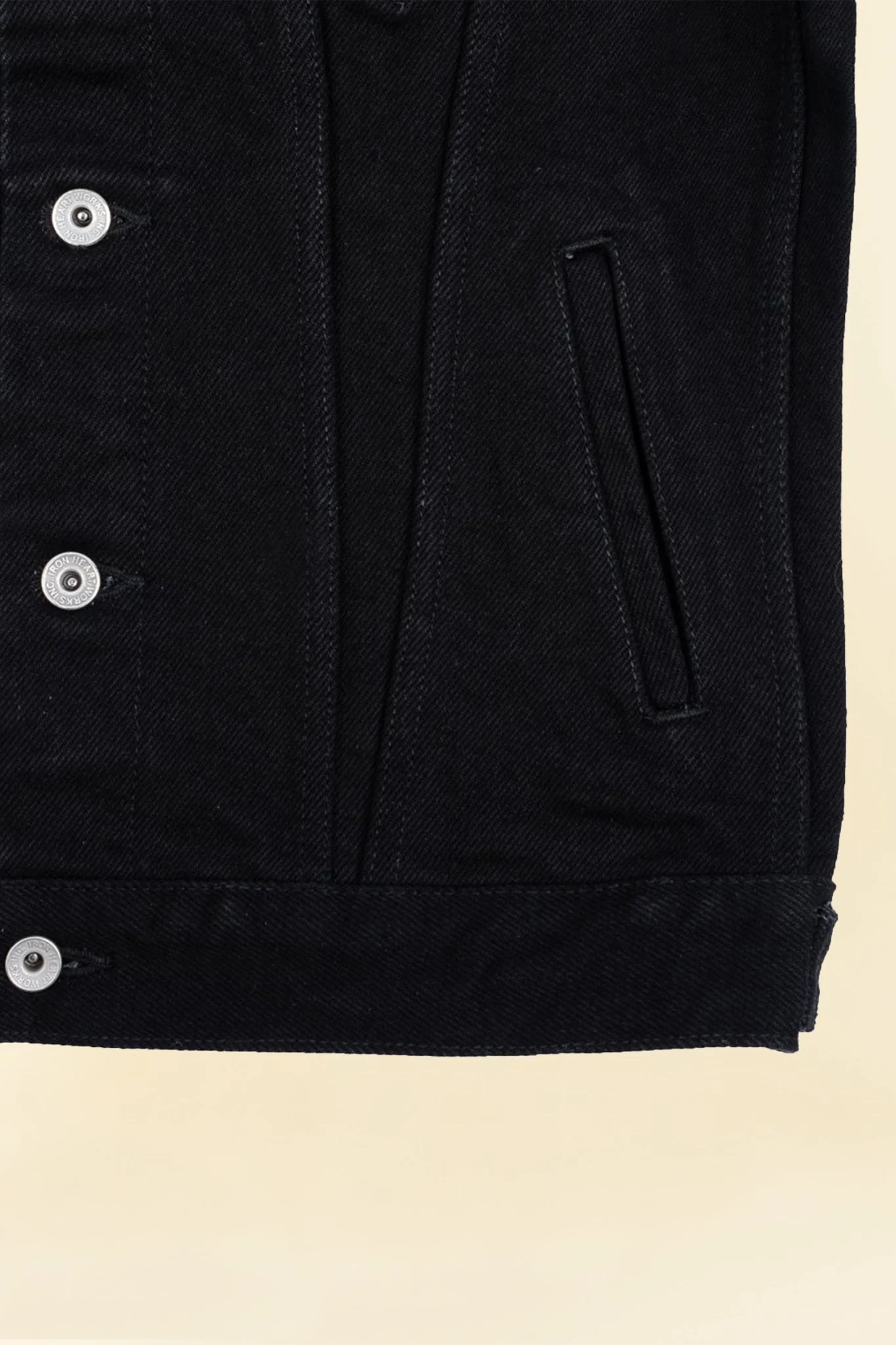 Iron Heart 21oz Selvedge Denim Modified Type III Jacket - Superblack (Fades To Grey) - Image 8