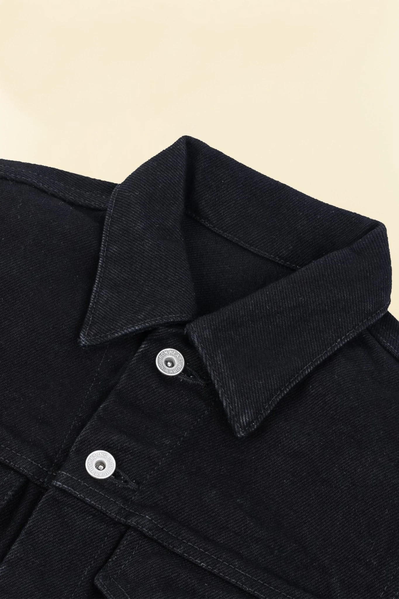 Iron Heart 21oz Selvedge Denim Modified Type III Jacket - Superblack (Fades To Grey) - Image 9