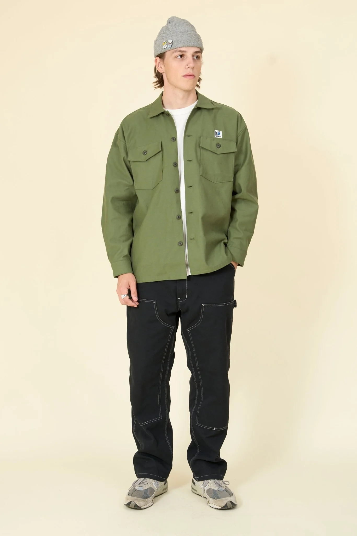 Radiall Hammond Open Collared L/S Shirt - Military Green - Image 4