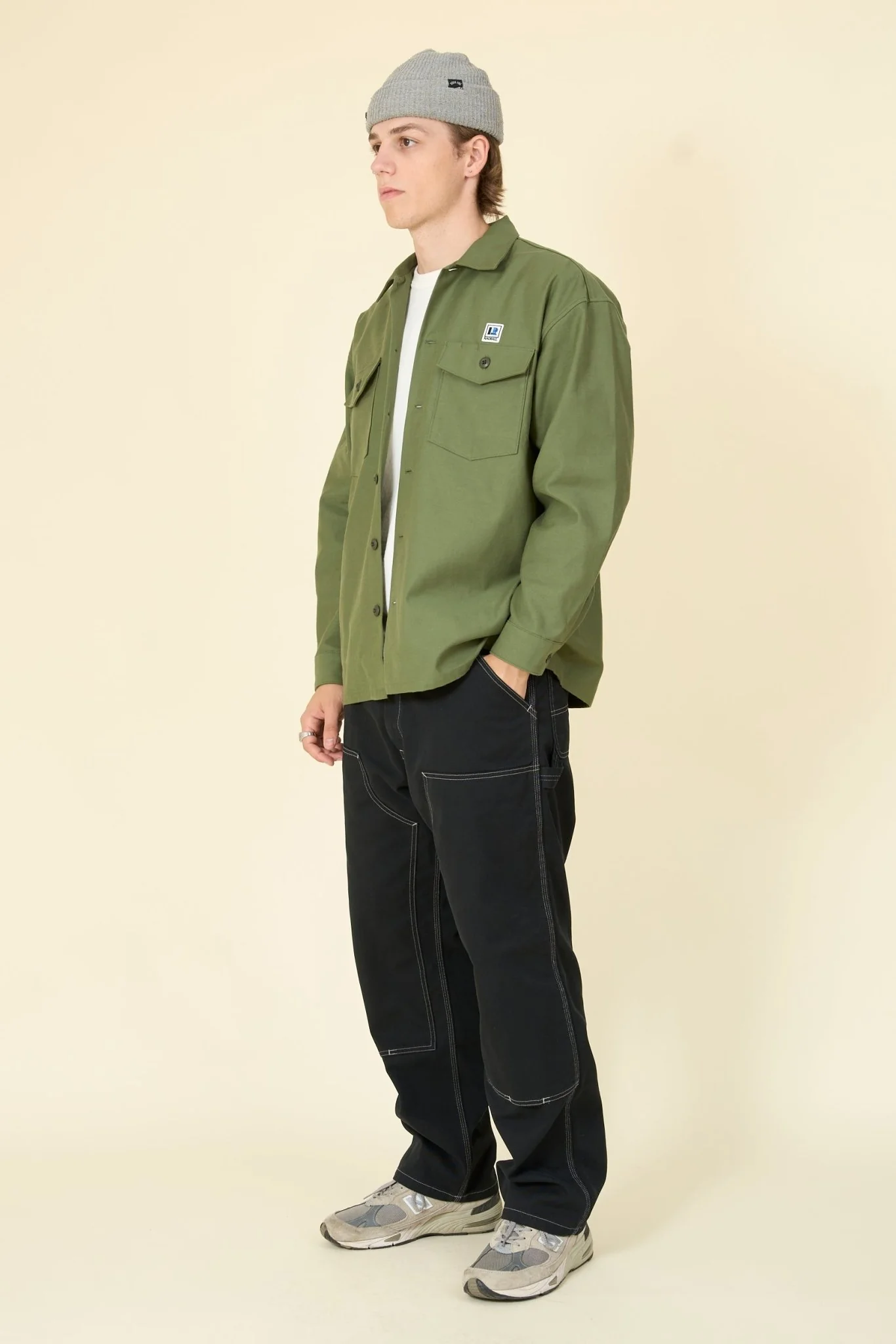 Radiall Hammond Open Collared L/S Shirt - Military Green - Image 6