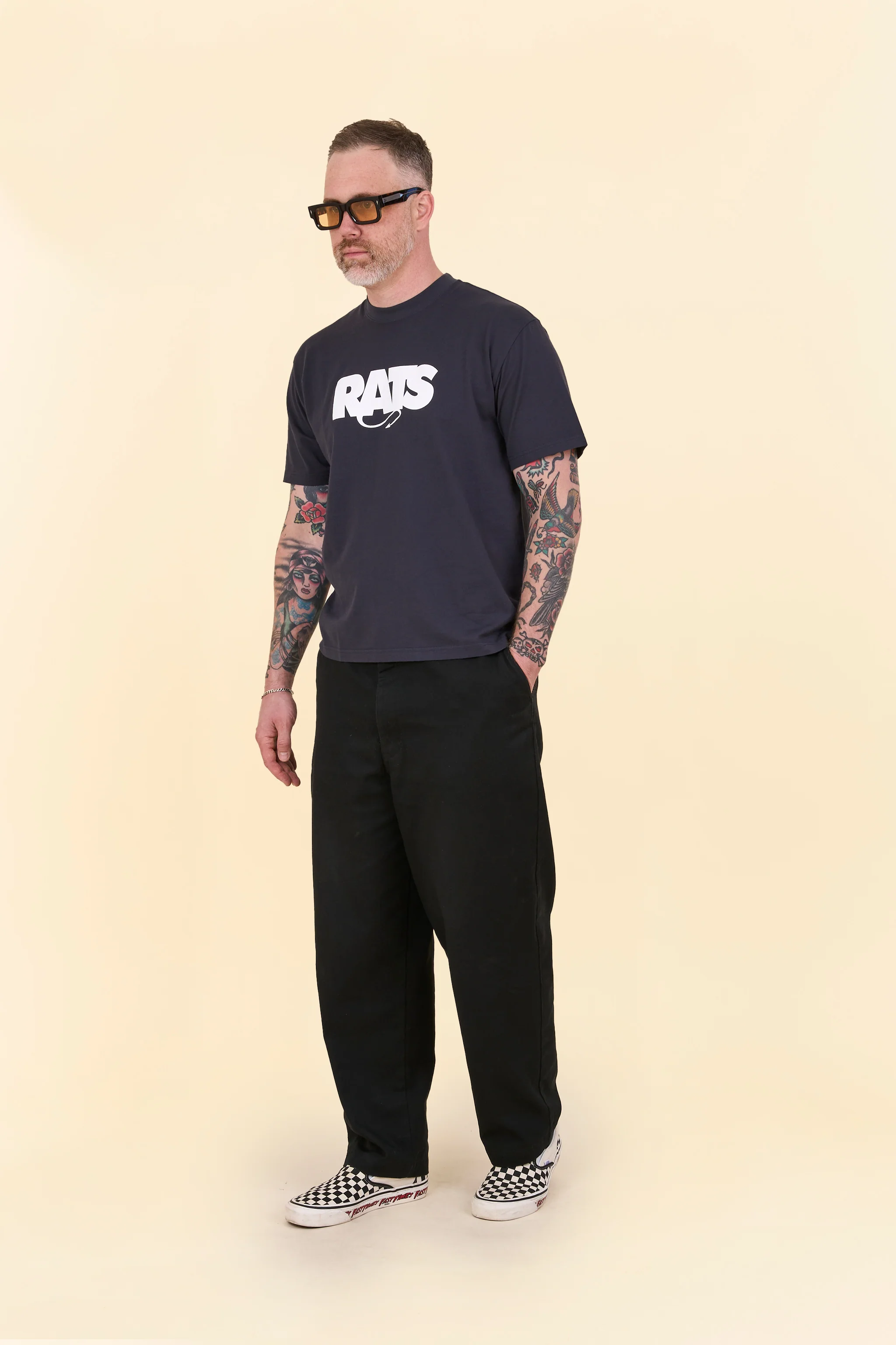 Rats Box Logo T-Shirt - Charcoal - Image 3