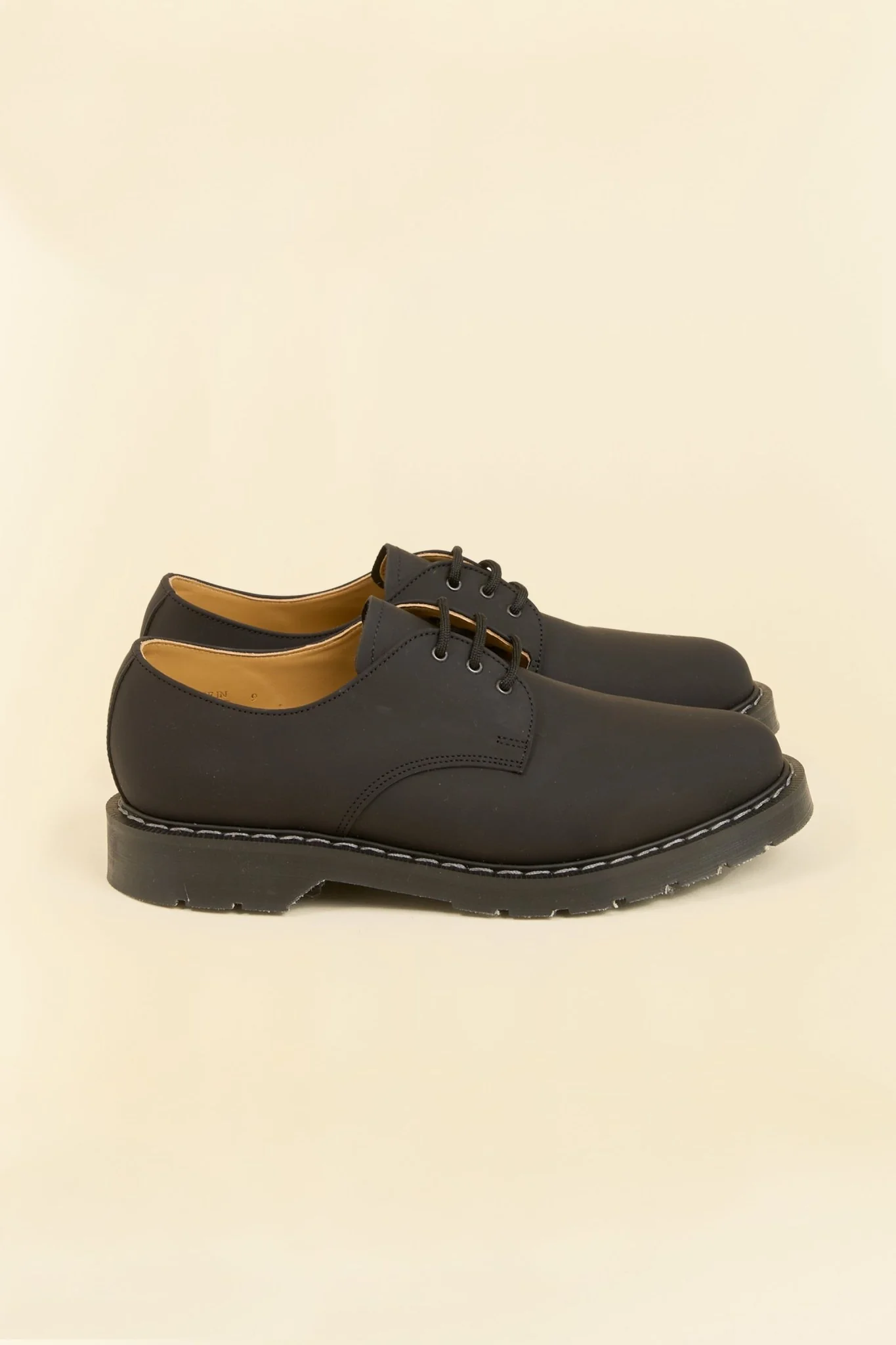 Solovair 3 Eye Gibson Shoe - Black Greasy - Image 3