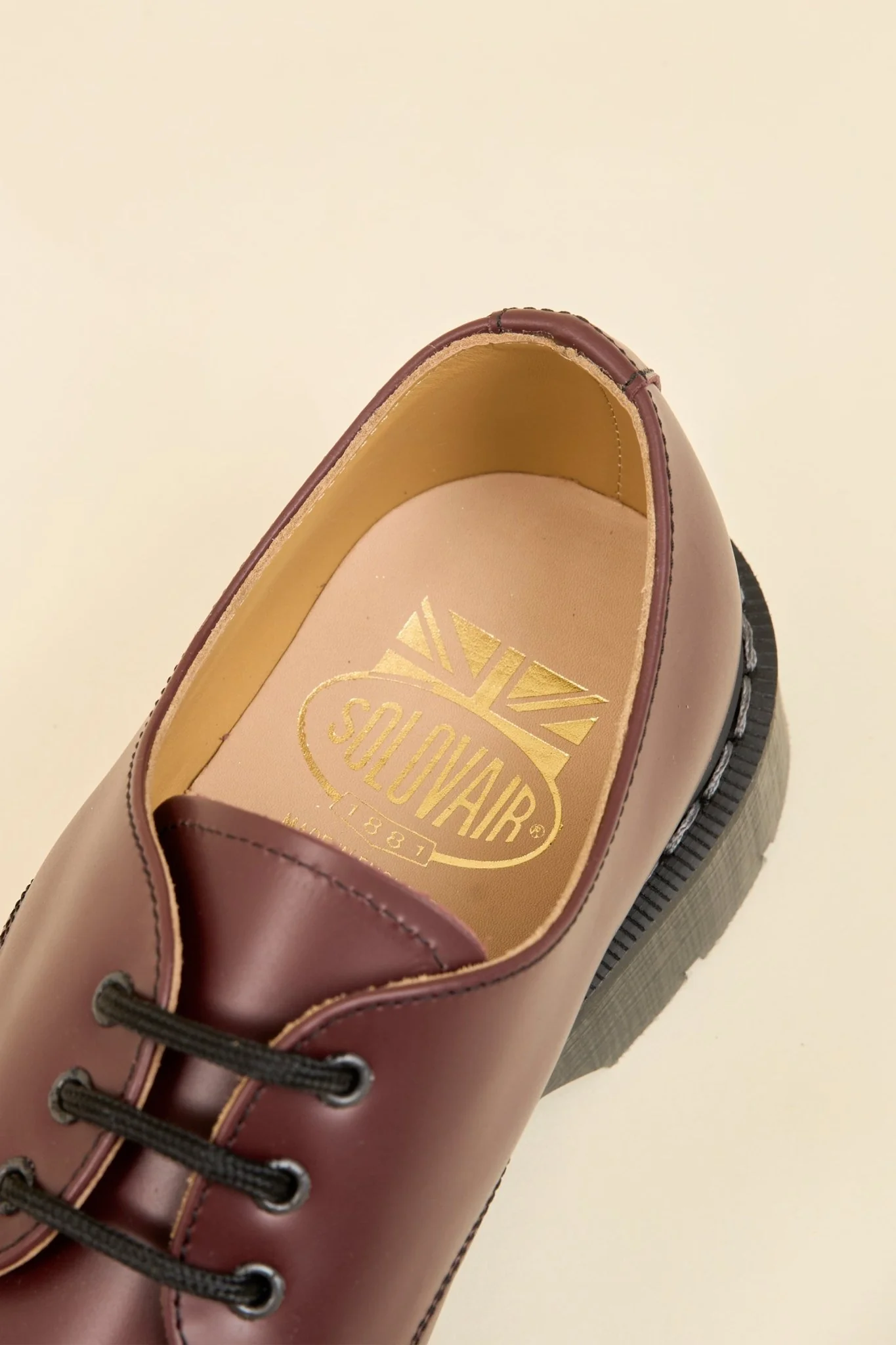 Solovair 3 Eye Gibson Shoe - Oxblood - Image 7